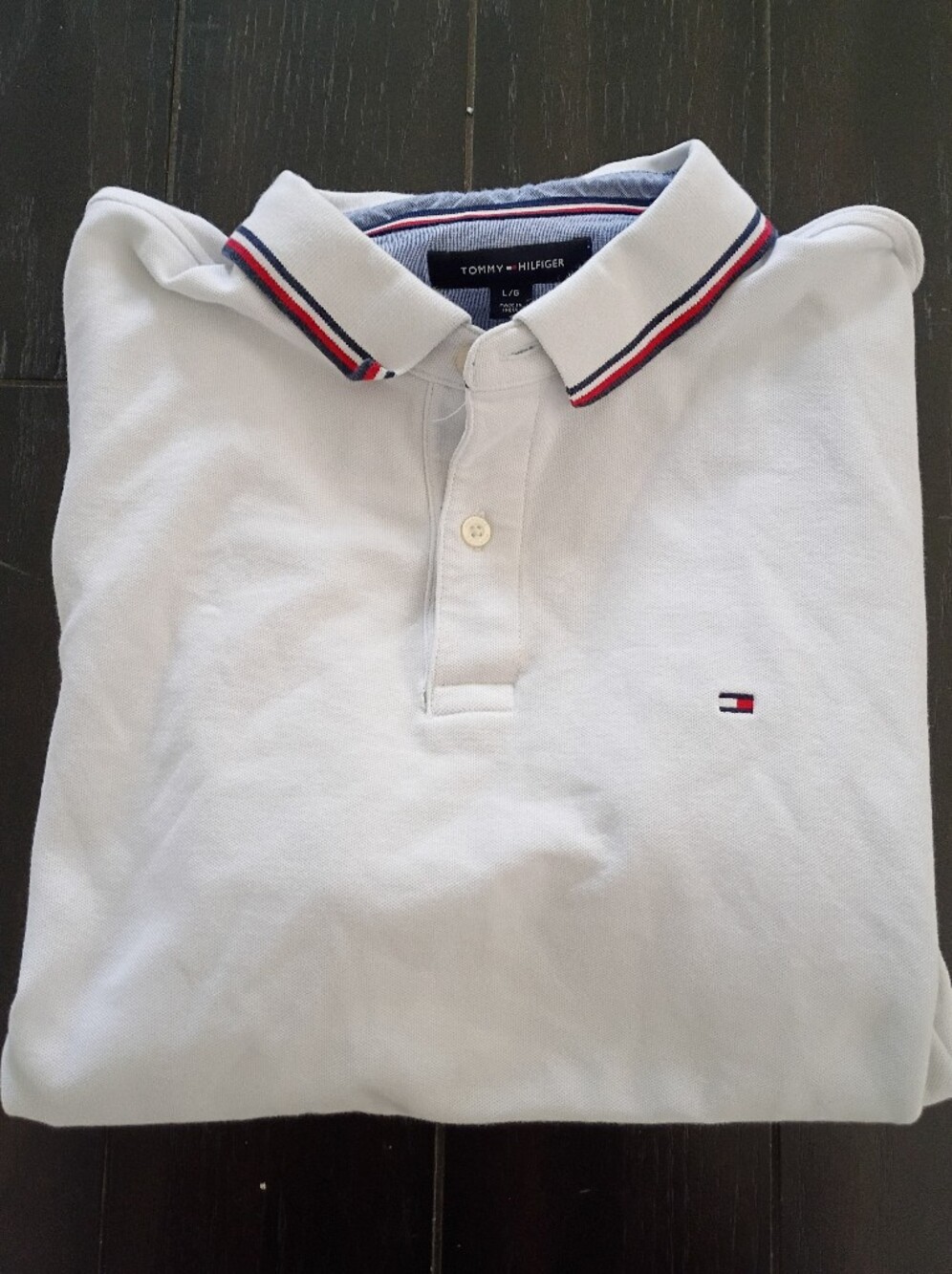 Tommy Hilfiger White Polo with Red & Navy Trim